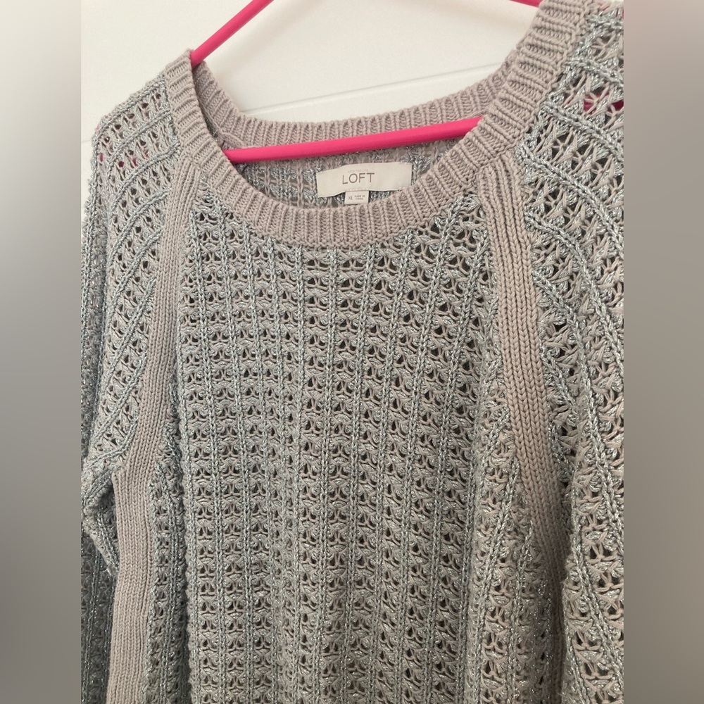 LOFT Gray Knit Sweater for Women XL